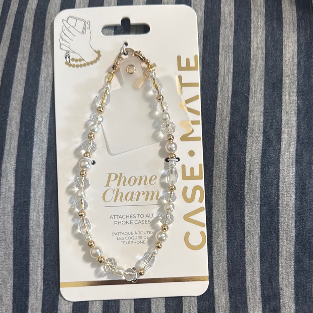 Case-Mate Gold and Clear Beaded Phone Charm
